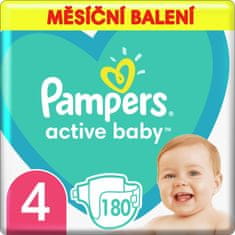 Pampers Active Baby Plienky Veľkosť 4 180 ks, 9kg-14kg