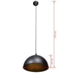 Vidaxl Stropná lampa 2 ks, nastaviteľná výška, pologuľa, čierna