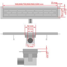 Vidaxl Rovný sprchový odtok s bublinkami, 730x140 mm, nerezová oceľ