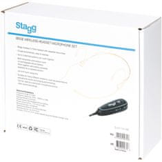 Stagg SUW 12H-BE, bezdrôtový náhlavné béžový mikrofónny set 2,4 GHz UHF