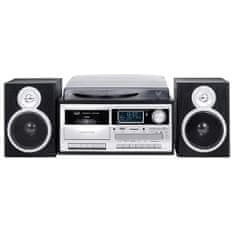 Trevi Hi-Fi systém , TT 1072 DAB BK, gramofón, reproduktory, retro, Bluetooth, MP3, CD, kazeta, diaľkové ovládanie