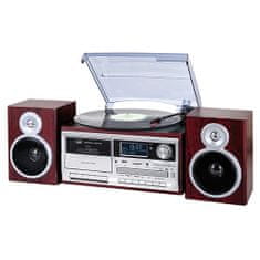 Trevi Hi-Fi systém , TT 1072 DAB WD, gramofón, reproduktory, retro, Bluetooth, MP3, CD, kazeta, diaľkové ovládanie