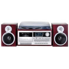 Trevi Hi-Fi systém , TT 1072 DAB WD, gramofón, reproduktory, retro, Bluetooth, MP3, CD, kazeta, diaľkové ovládanie