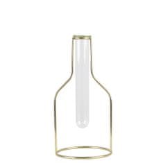 Decor By Glassor Dizajnová váza – skúmavka so zlatým stojančekom, veľ. M