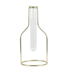 Decor By Glassor Dizajnová váza – skúmavka so zlatým stojančekom, veľ. L