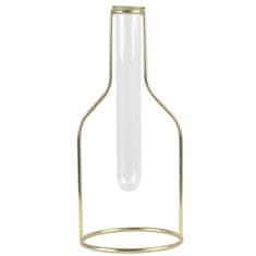 Decor By Glassor Dizajnová váza – skúmavka so zlatým stojančekom, veľ. XL