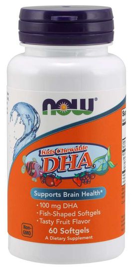 NOW Foods DHA Kids Chewable (Omega-3), 100 mg, 60 žuvacích kapsúl