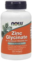 NOW Foods Zinc Glycinate (zinok bisglycinát + tekvicový olej), 30 mg, 120 softgel kapsúl