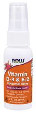 NOW Foods Liposomal Vitamín D3 & K2 (1000 IU/100 mcg), 79 dávok, lipozomálny vitamín av spreji, 59 ml