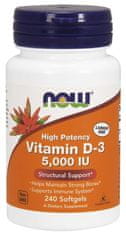 NOW Foods Vitamín D3, 5000 IU, 240 softgel kapsúl