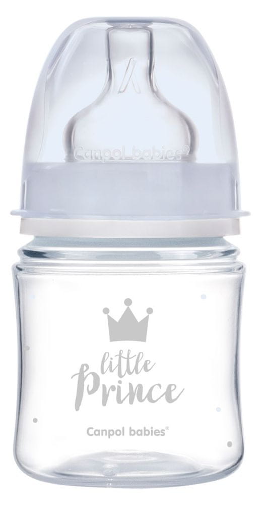 Canpol babies Fľaša sa širokým hrdlom ROYAL BABY 120ml modrá