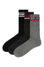 Replay Ponožky Tennis 2 Leg Logo 3Prs Card Wrap - Dark G.M./Black/G.Me 39/42