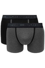 Replay Boxerky Boxer Style 6 Cuff Logo&Contrast Piping 2Pcs Box - Black/Dark Grey Mel. M