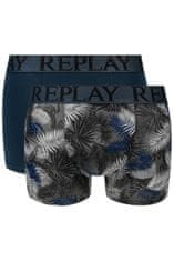 Replay Boxerky Boxer Style 7 T/C Foliage 2Pcs Box - Dark Blue/Black S