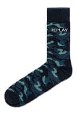 Replay Ponožky Casual Leg Logo&Camouflage 2Prs Banderole - Black/Camouflage Blue 43/46