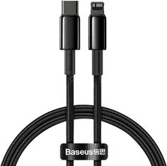 BASEUS Tungsten Gold rýchlonabíjací / dátový kábel USB-C na Lightning PD 20 W 2 m CATLWJ-A01, čierna