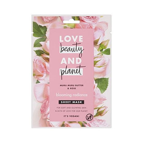 Love Beauty & Planet Textilná pleťová maska s ružovým olejom a maslom muru muru (Blooming Radiance Sheet Mask) 1 ks