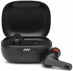 moderné bezdrôtové Bluetooth 5.0 slúchadlá jbl live pro + výdrž na nabitie 6 h s nabíjacím boxom 28 h handsfree mikrofón aktívne potlačenie okolitých hlukov smart ambient režim speed chargé qi nabíjanie dual connect fast pair podpora hlasového asistenta vyvolanie hlasom my jbl headphones aplikácie pre nastavenie slúchadiel ipx4 odolnosť vode