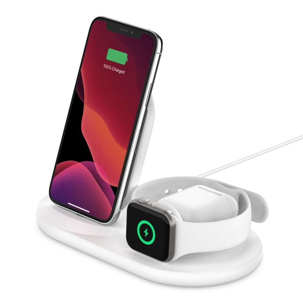 Belkin 3v1 Bezdrôtové nabíjanie pre iPhone/Apple Watch/AirPods WIZ001vfWH, biela