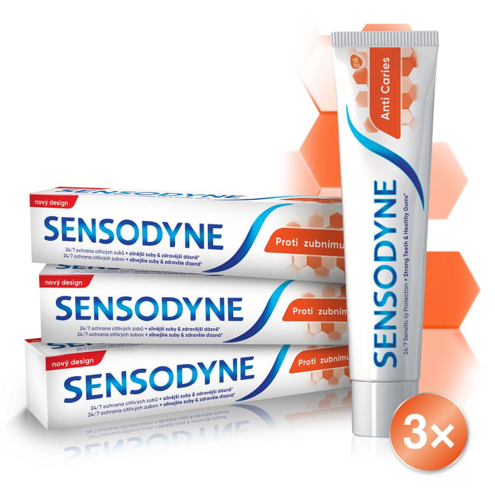 Sensodyne Anti Caries zubná pasta proti zubnému kazu 3x 75ml