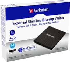 VERBATIM Blu-ray Slimline USB, čierna (43890)