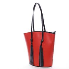 Delami Vera Pelle Štýlová kožená taška cez rameno Payton, červená a čierna