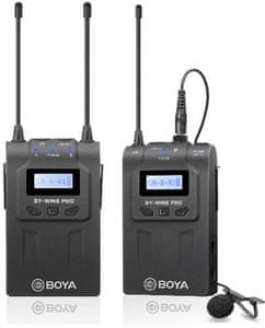 audio prijímač a vysielač aj mikrofón boya by-vm8 pro k1 vhodný do terénu lcd displej dosah 100 m prijímač s umiestnením na kameru vysielač s mic a link vstupmi tlačidlo mute skvelé pre reportérov youtuberov moderátorov omnidirekcionálny polárny vzor pri mikrofóne batériové napájanie