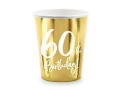 Párty poháriky 60 ROKOV - narodeniny - Happy birthday - zlaté - 220 ml - 6ks