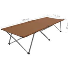 Vidaxl Kempingové ležadlo 206x75x45 cm, XXL, hnedé