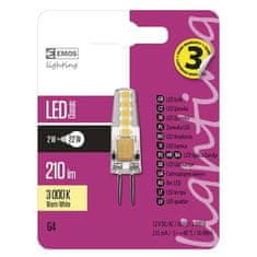 EMOS LED žiarovka ZQ8620 LED CLS JC F 2W G4 WW teplá bílá