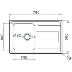 PYRAMIS Nerezový kuchynský drez ALEA 79 x 50 1B 1D (107.154.501)