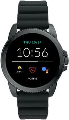 Inteligentné hodinky Fossil FTW4047 Gen 5E SmartWatch digitálne zobrazenie času certifikácia vodeodolnosť 3 ATM notifikácia z telefónu zdvíhanie hovorov meranie tepu krokomer sledovanie fyzickej aktivity Android iOS dlhá výdrž batérie smartwatch Wear OS Google Fit AMOLED displej Gorilla Glass monitoring spánku silikónový remienok športový vzhľad