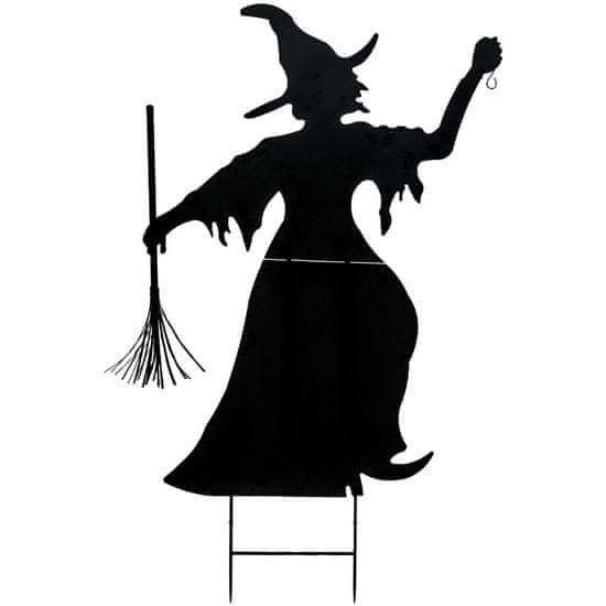 Europalms Kovová silueta čarodejnice s metlou, čierna, 150cm