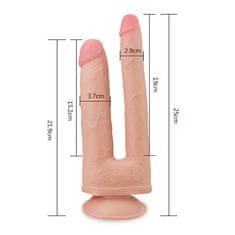 Lovetoy LoveToy Skinlike Double Penetration Soft Cock, dvojité dildo na dvojité preniknutie