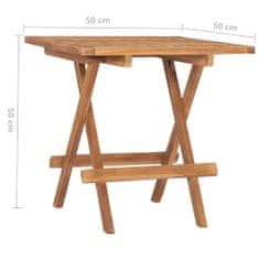 Petromila vidaXL Skladací záhradný stôl 50x50x50 cm teakový masív