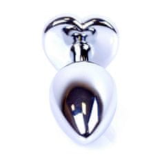 Boss Series Boss Series Jewellery Silver Heart Plug Purple - strieborný análny kolík s drahokamom v tvare srdca 7 x 2,7 cm