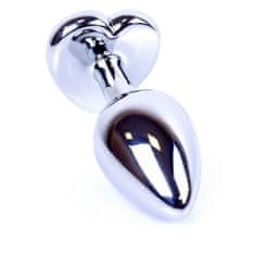 Boss Series Boss Series Jewellery Silver Heart Plug Purple - strieborný análny kolík s drahokamom v tvare srdca 7 x 2,7 cm