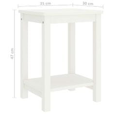 Vidaxl Nočný stolík biely 35x30x47 cm borovicový masív