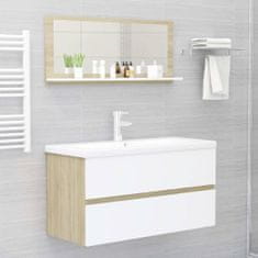 Vidaxl Kúpeľňové zrkadlo, biele a sonoma 90x10,5x37 cm, drevotrieska