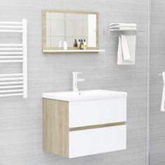 Vidaxl Kúpeľňové zrkadlo, biele a sonoma 60x10,5x37 cm, drevotrieska