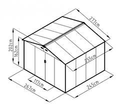 Záhradný domček ARES D 7,06 m² antracit + podlahová konštrukcia ARES D IWH-10230004 + IWH-10240004