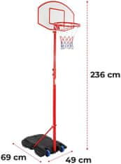 Greatstore Basketbalový kôš s kolieskami, nastaviteľný 113 - 236 cm