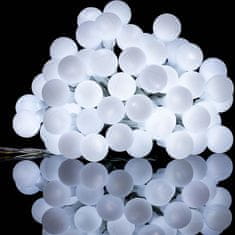 Greatstore Párty LED osvetlenie 10m - studená biela 100 diód - BATÉRIE