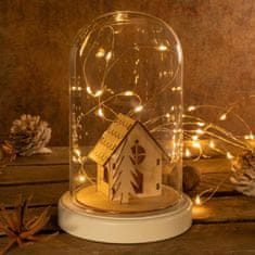 Greatstore Vianočná dekorácia kupola - domček, 10 LED, teplá biela