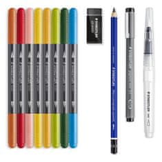 Staedtler Štetcové fixy "Design Journey Floral", 8 farieb, sada, obojstranné, 61 3001-1