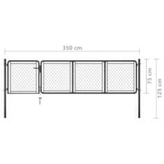 Vidaxl Záhradná brána, oceľ 75x350 cm, antracitová
