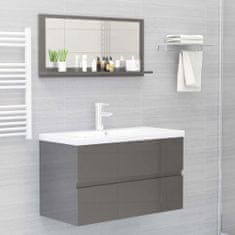 Vidaxl Kúpeľňové zrkadlo, lesklé sivé 80x10,5x37 cm, drevotrieska