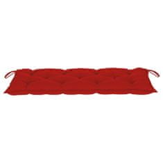 Vidaxl Záhradná lavička s červenou podložkou 120 cm tíkový masív