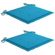 Vidaxl Jedálenské stoličky 2 ks modré podložky tíkový masív
