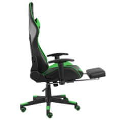 Vidaxl Otočná herná stolička s opierkou nôh zelená PVC